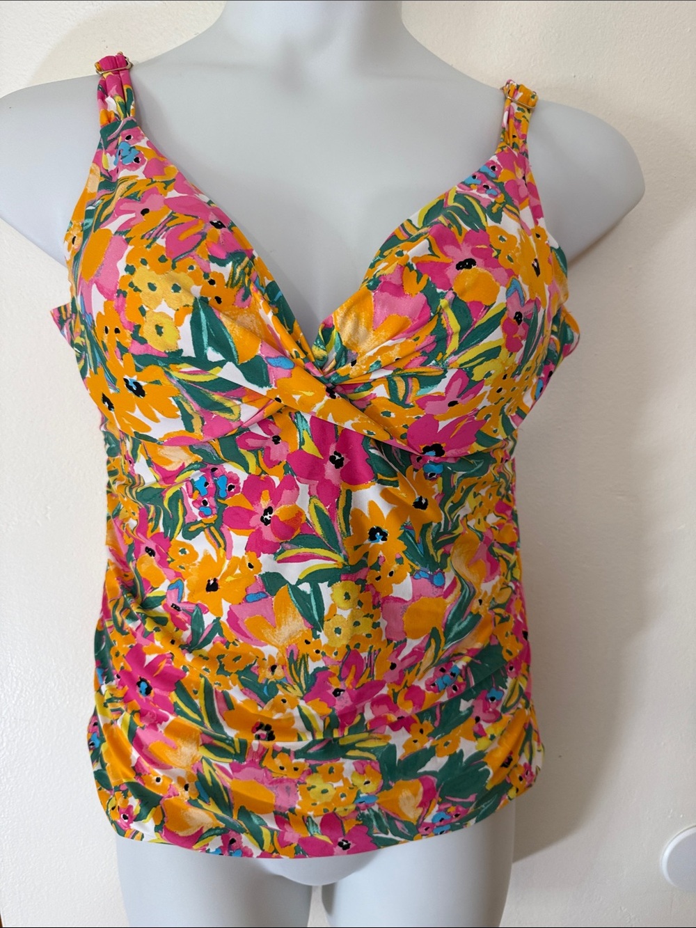 Anne Cole Pink Floral Twist-Front Tankini Top SKU1548